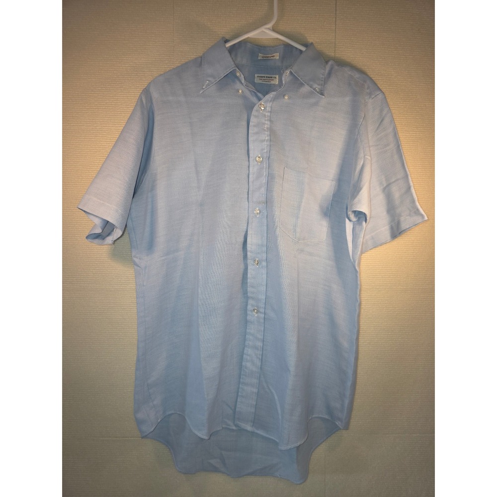 Vintage Joseph Horne Co Mens Light Blue Oxford Short Sleeve Button Down Shirt